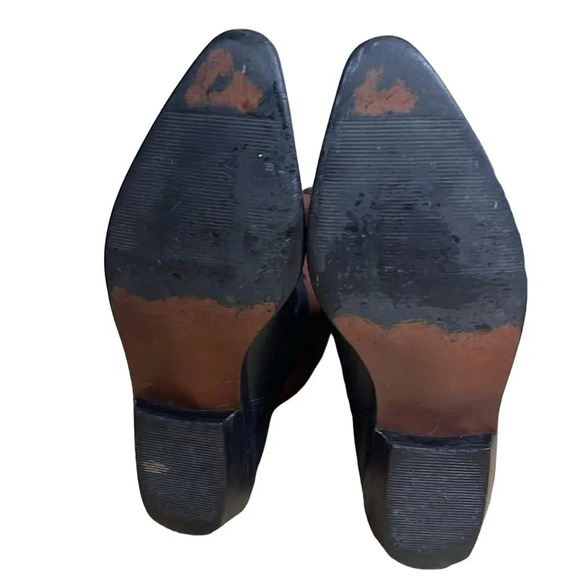 Vintage Nine West Black Cognac Leather Western Boot Women's Size 6 - Picture 5 of 9